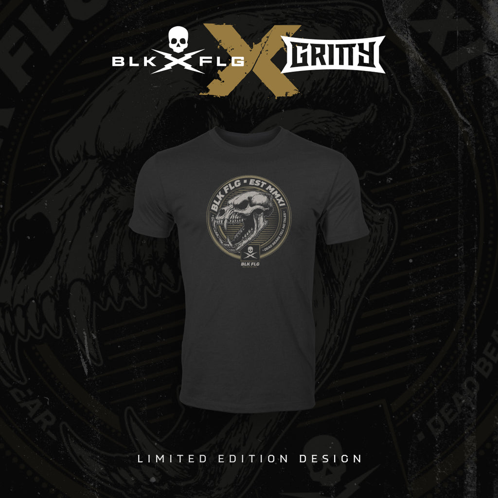 BLK FLG DEAD BEAR TEE